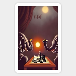 Elephants Playing Chess Sticker